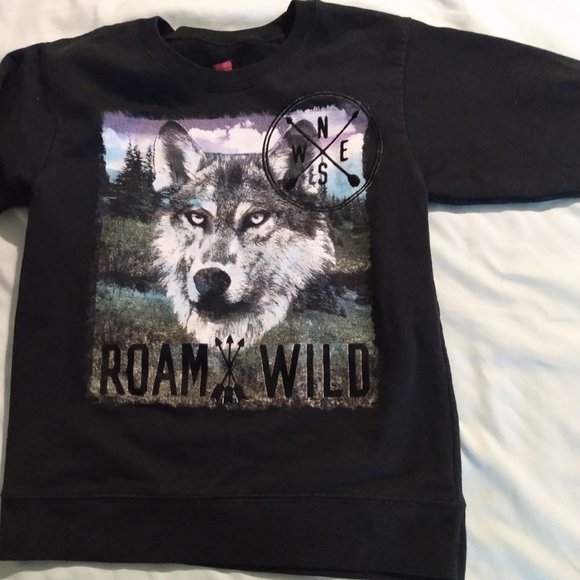 Hanes, kids sweater, ROAM WILD, black, size Small - Picture 3 of 7